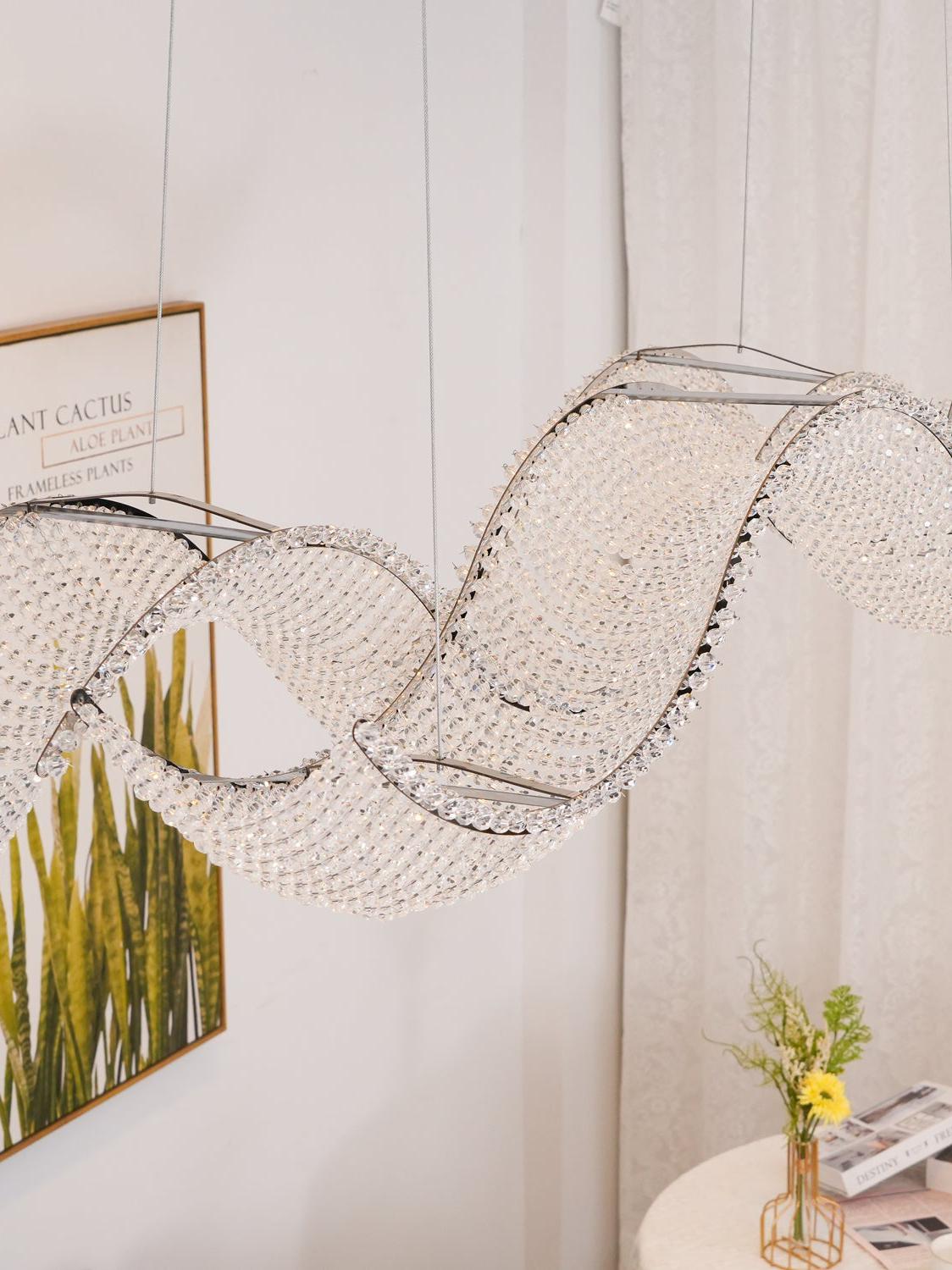 Modern Wavy Crystal Chandelier for Dining Room / kitchen Island