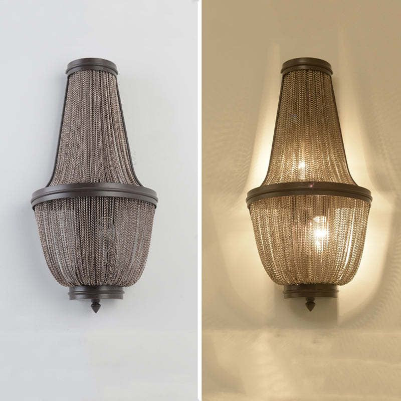 Tassel Aluminum Chain Wall Sconce in Living Room
