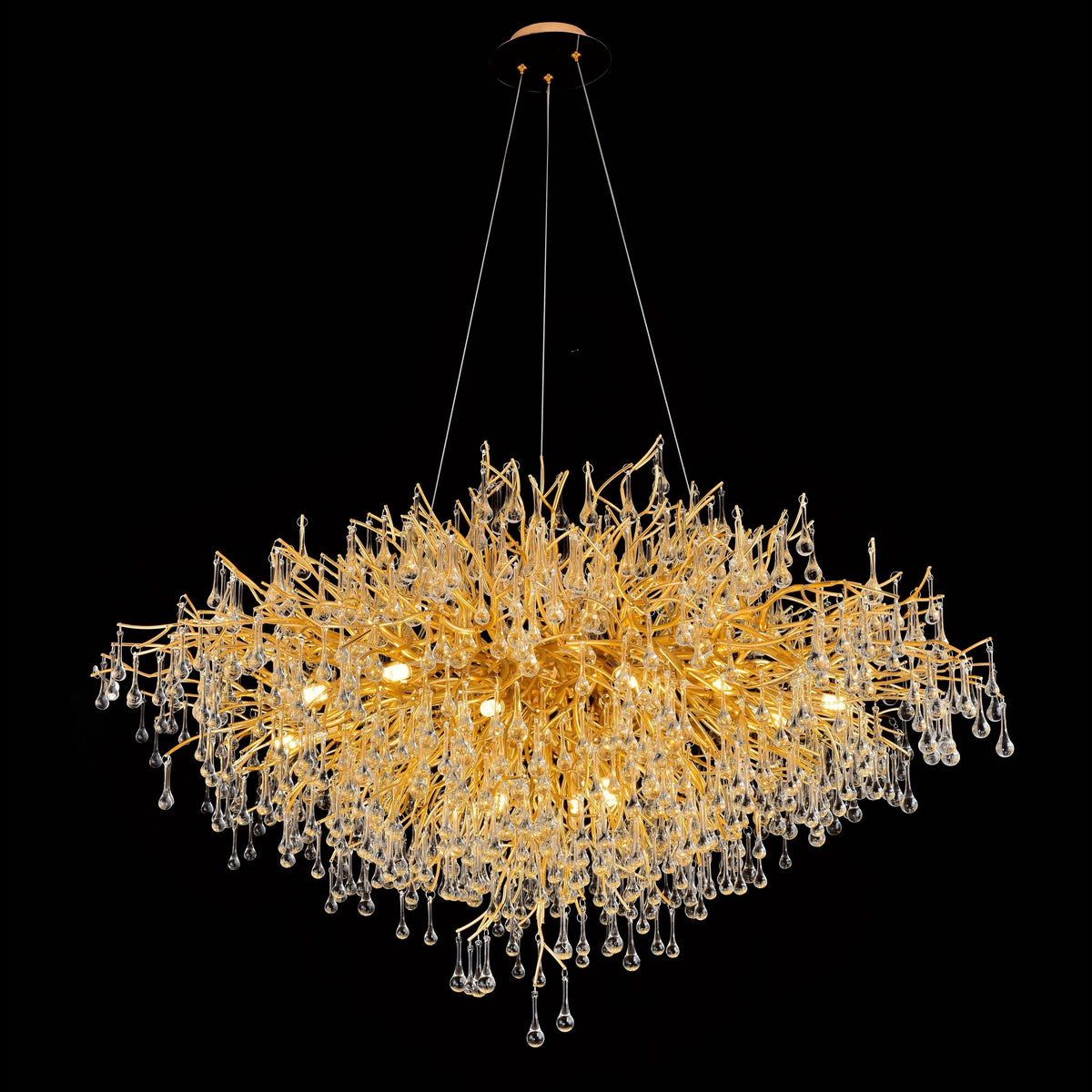 Le Saint Branch Brass Round Teardrop Chandelier