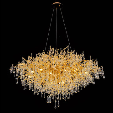 Le Saint Branch Brass Round Teardrop Chandelier