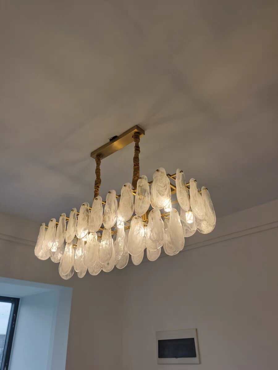 Post-Modern Creative Art Cloud Glass Shell Double Layer Round Chandelier for Living & Dining Room