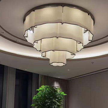 Modern Flush Mounted 3 / 4 / 5-Tier Round Acrylic Chandelier in Black Finish