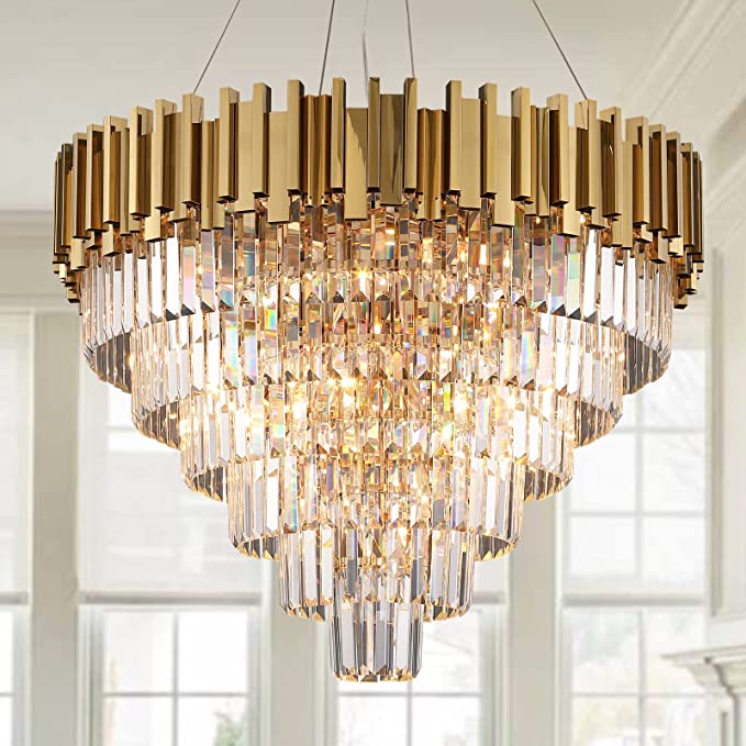Light Luxury Large Round / oval Multi-Tiered Crystal Chandelier for Living Room / dining Area / staircase