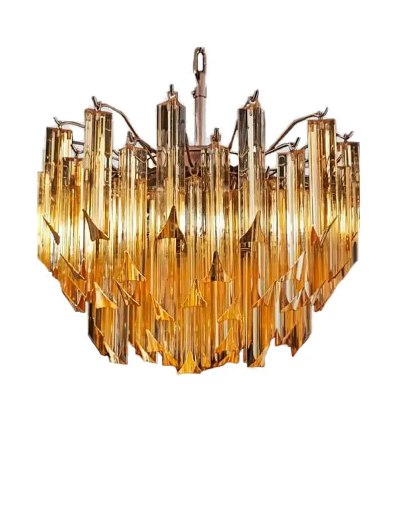 Murano Glass Chandelier – 107 Prisms – Yellow