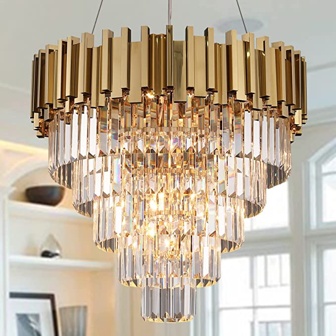 Light Luxury Large Round / oval Multi-Tiered Crystal Chandelier for Living Room / dining Area / staircase