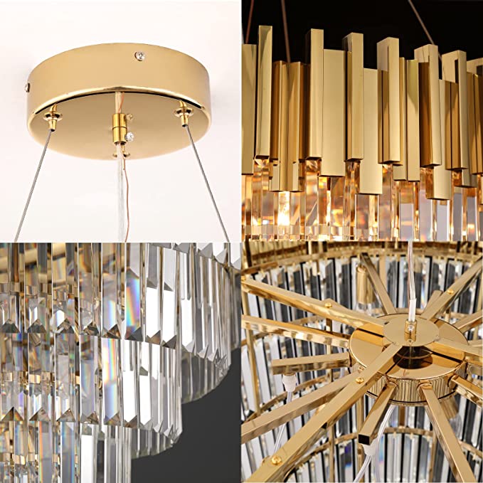 Light Luxury Large Round / oval Multi-Tiered Crystal Chandelier for Living Room / dining Area / staircase