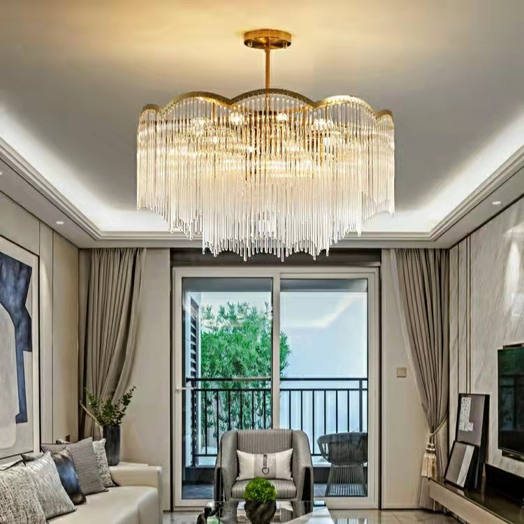 Elegant Lighting Chandelier Linear Crystal Lamp for Living / Dining Room