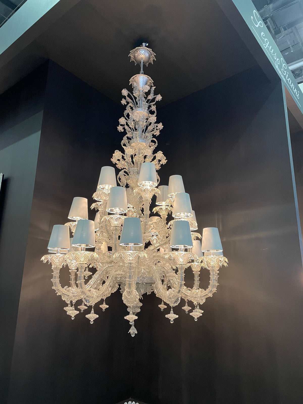 Luxury Crystal and Metal Flower Chandelier with White Lampshade for Living Room, Staircase, Hotel