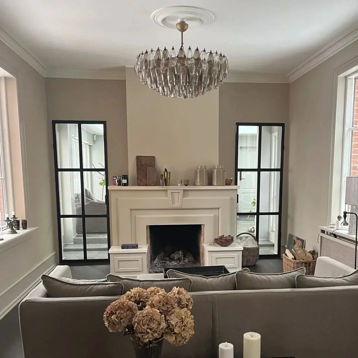 Murano Chandelier – Poliedri – 185 Glass – Smoked / transparent