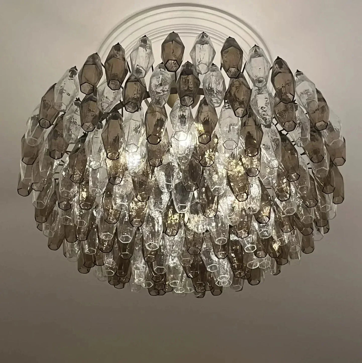 Murano Chandelier – Poliedri – 185 Glass – Smoked / transparent