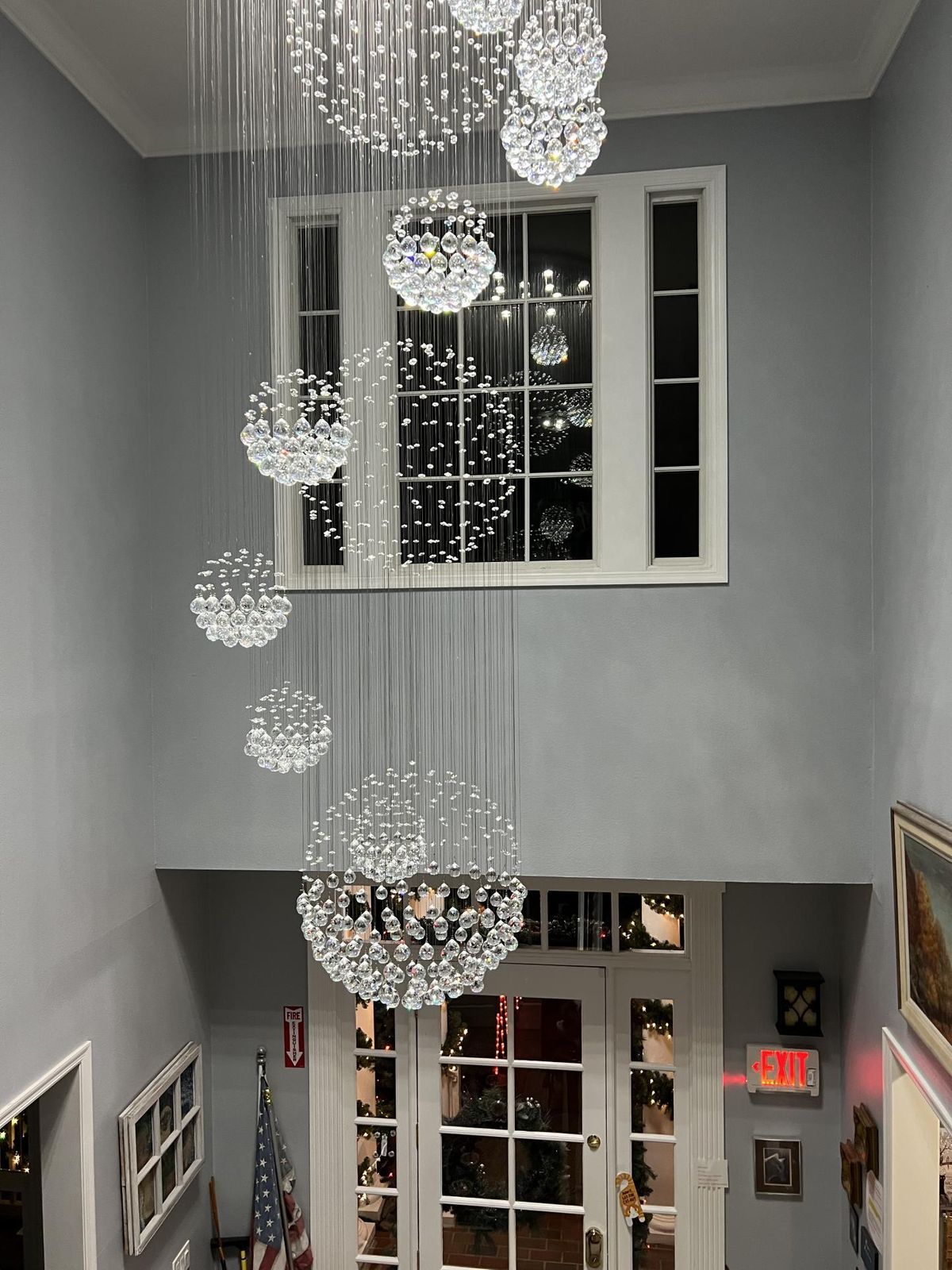 K9 Crystal Raindrop Globe Spiral Chandelier for Entryway and Staircase