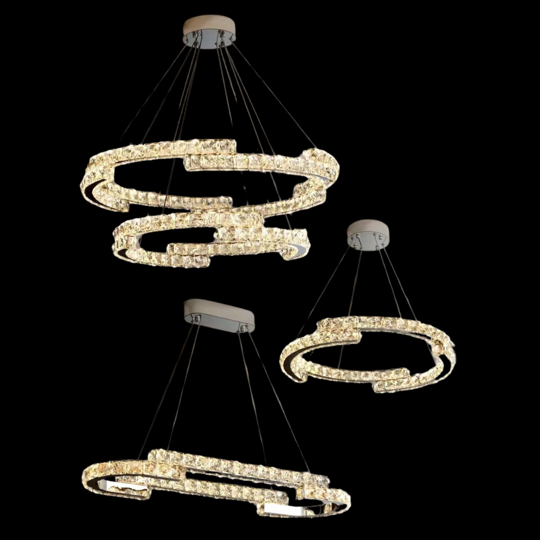 Modern Luxury Crystal Pendant Irregular Rings Chandelier Suit for Living / dining Room / bedroom