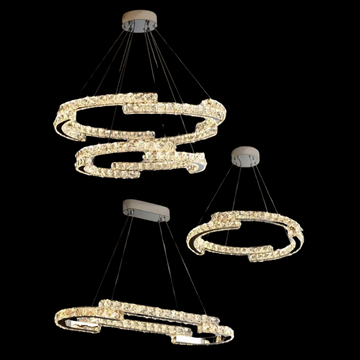 Modern Luxury Crystal Pendant Irregular Rings Chandelier Suit for Living / dining Room / bedroom