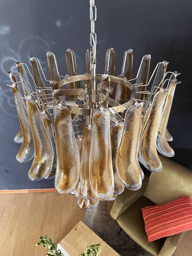 Murano Glass Chandelier – 52 Petals – Amber