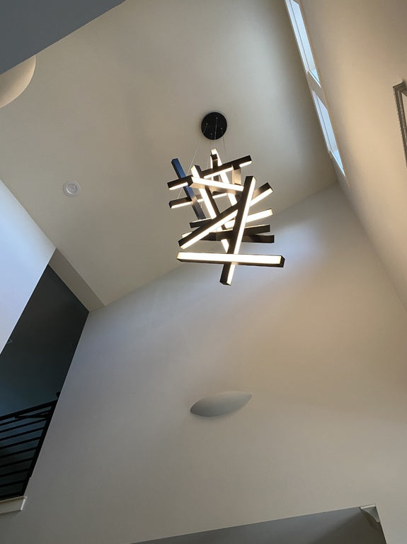 Modern Vertical Geometric Aluminum Chandelier for Staircase / foyer / high-Ceiling