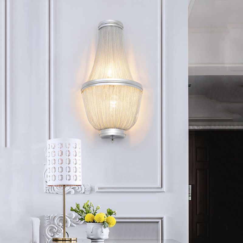 Tassel Aluminum Chain Wall Sconce in Living Room