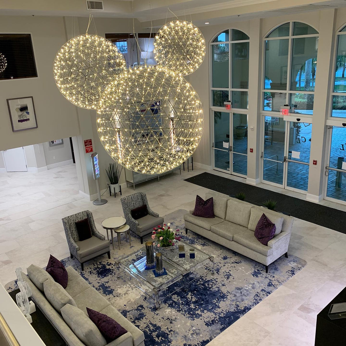 Round Starry Sky Chandelier Light Fire Ball Ceiling Lighting for Living Room / cottage / high-Ceiling
