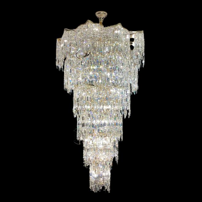 Oversized European Multi-Layers Golden Luxury Crystal Chandelier Villa / high-Ceiling / foyer