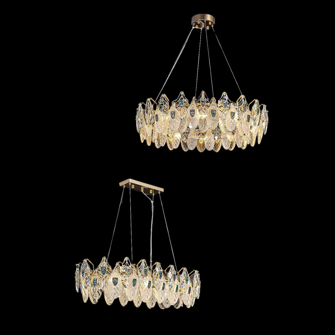 Modern Feather Crystal Pendant Abalone Shell Chandelier Suit for Living / dining Room / bedroom