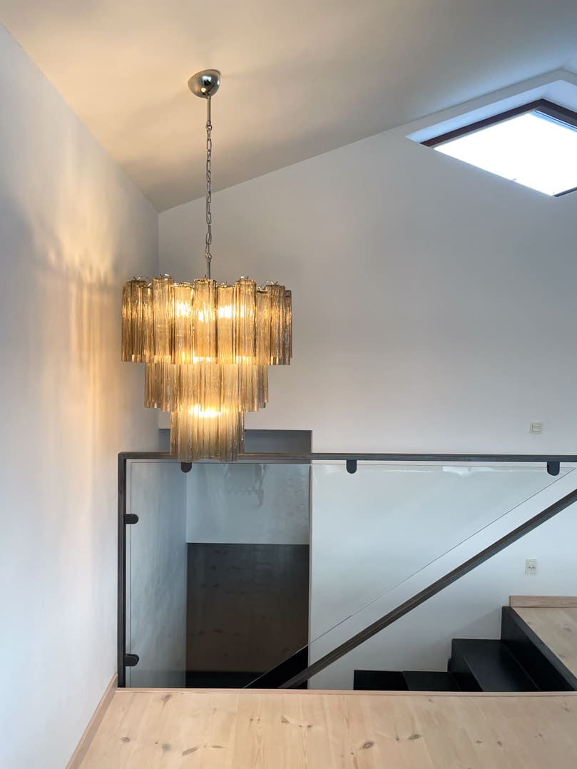 Murano Glass Chandelier – 48 Tubes – Smoked