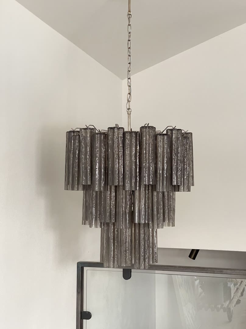 Murano Glass Chandelier – 48 Tubes – Smoked