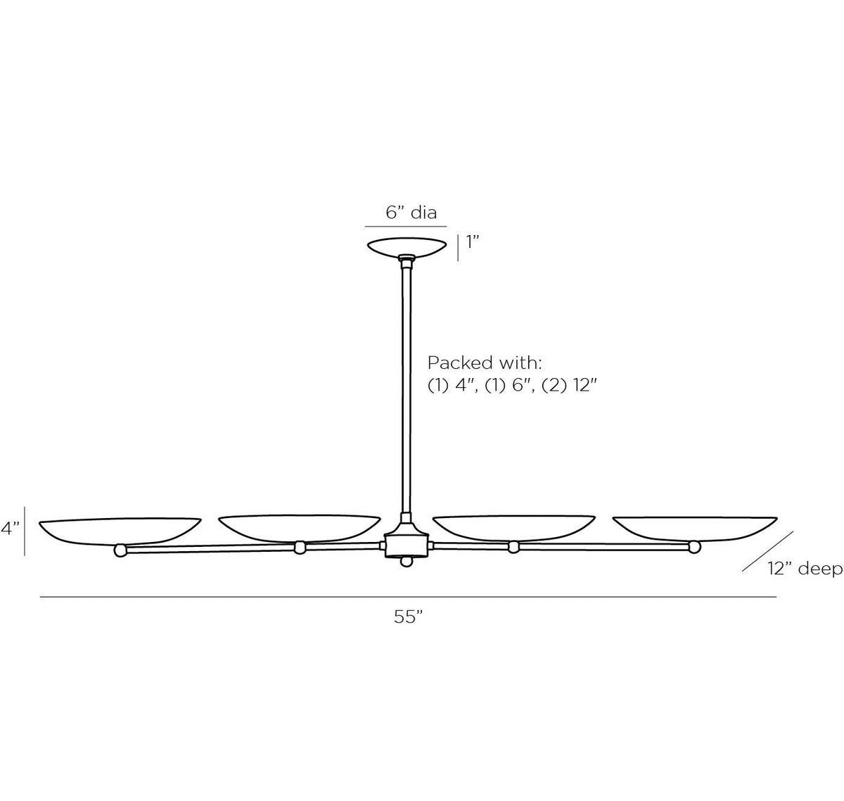 Griffith Linear Chandelier 89015 technical dimension drawing
