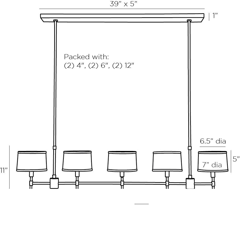 Luciano Linear Chandelier 89071 technical dimension drawing