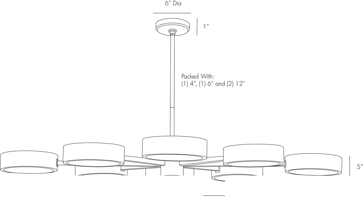 Linus Starburst Chandelier 89097 technical dimension drawing