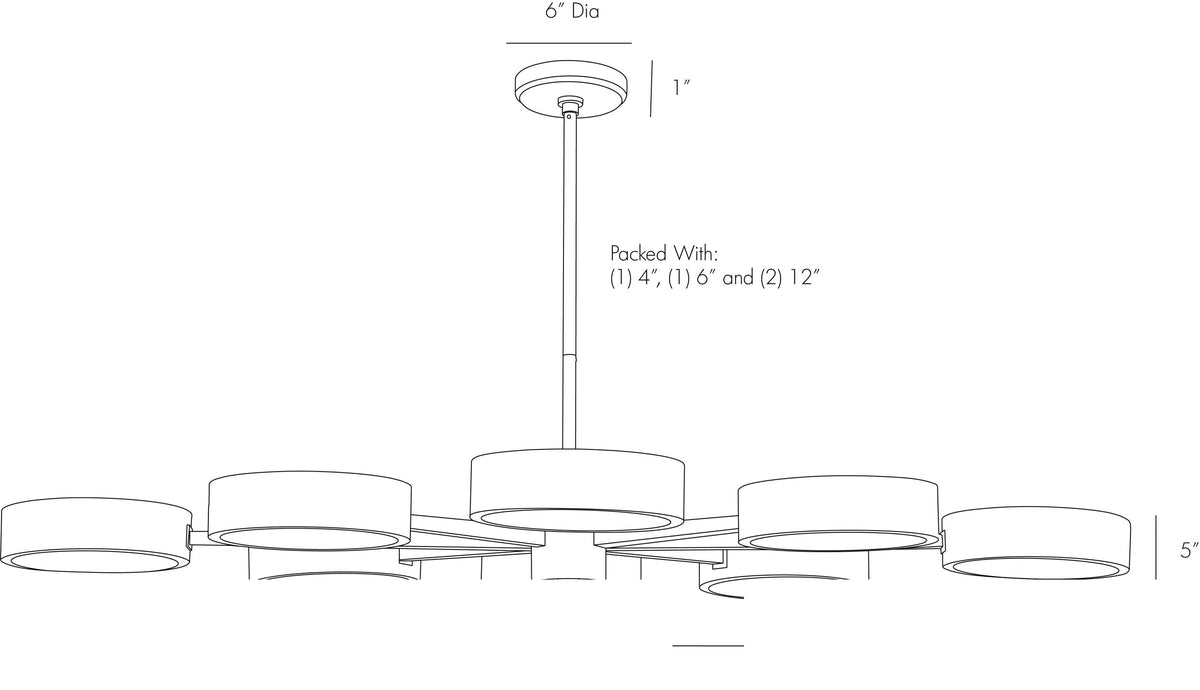 Linus Starburst Chandelier 89117 technical dimension drawing