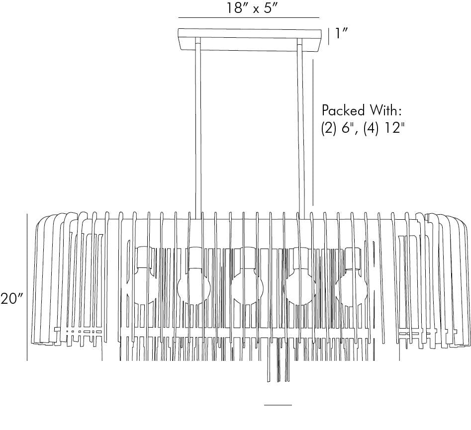 Valencia Linear Chandelier 89334 technical dimension drawing