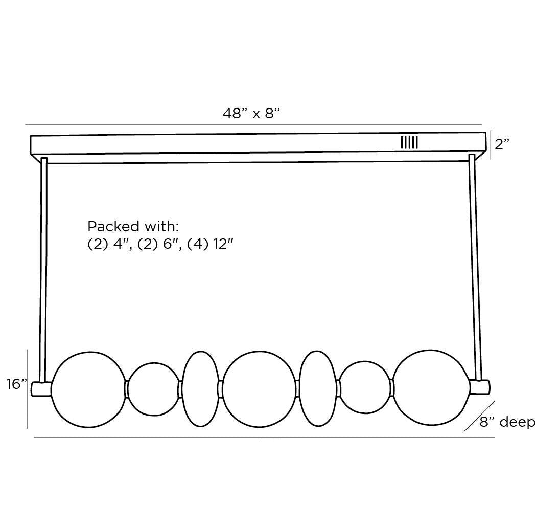 Raphael Linear Chandelier 89656 technical dimension drawing