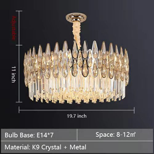 Modern Round / rectangular Raindrop Crystal Chandelier for Low-Ceiling