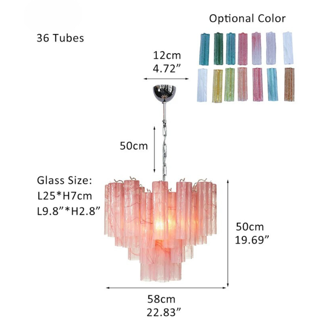 Murano Glass Chandelier – 36 Tubes – Alabaster Pink