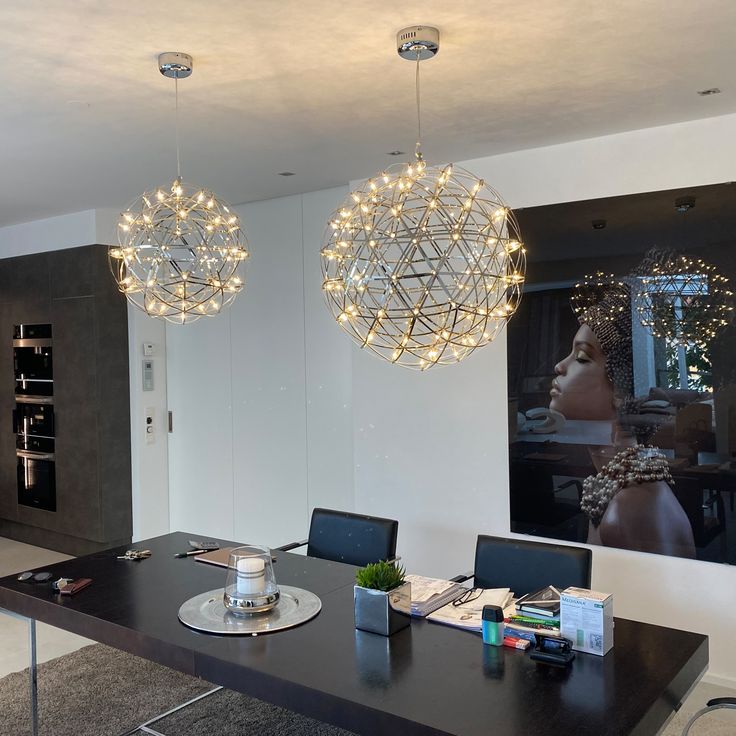 Round Starry Sky Chandelier Light Fire Ball Ceiling Lighting for Living Room / cottage / high-Ceiling