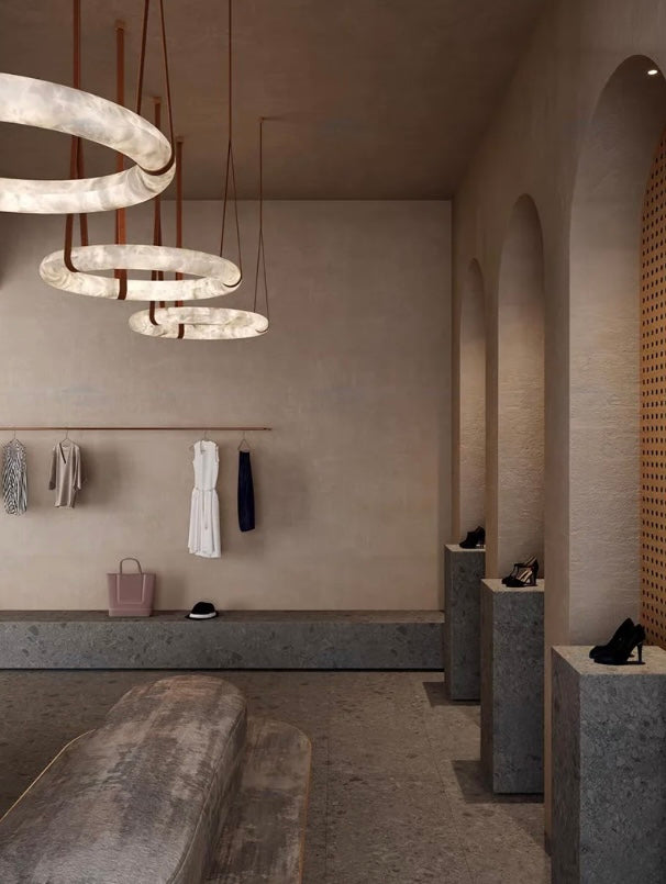 Modern Round Alabaster Chandelier for Living Room / bedroom
