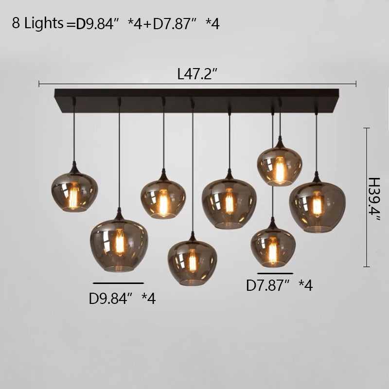 Modern Smoke Gray Glass Lamp Designer Chandelier for Cafe / kitchen Island / dining Room Style B