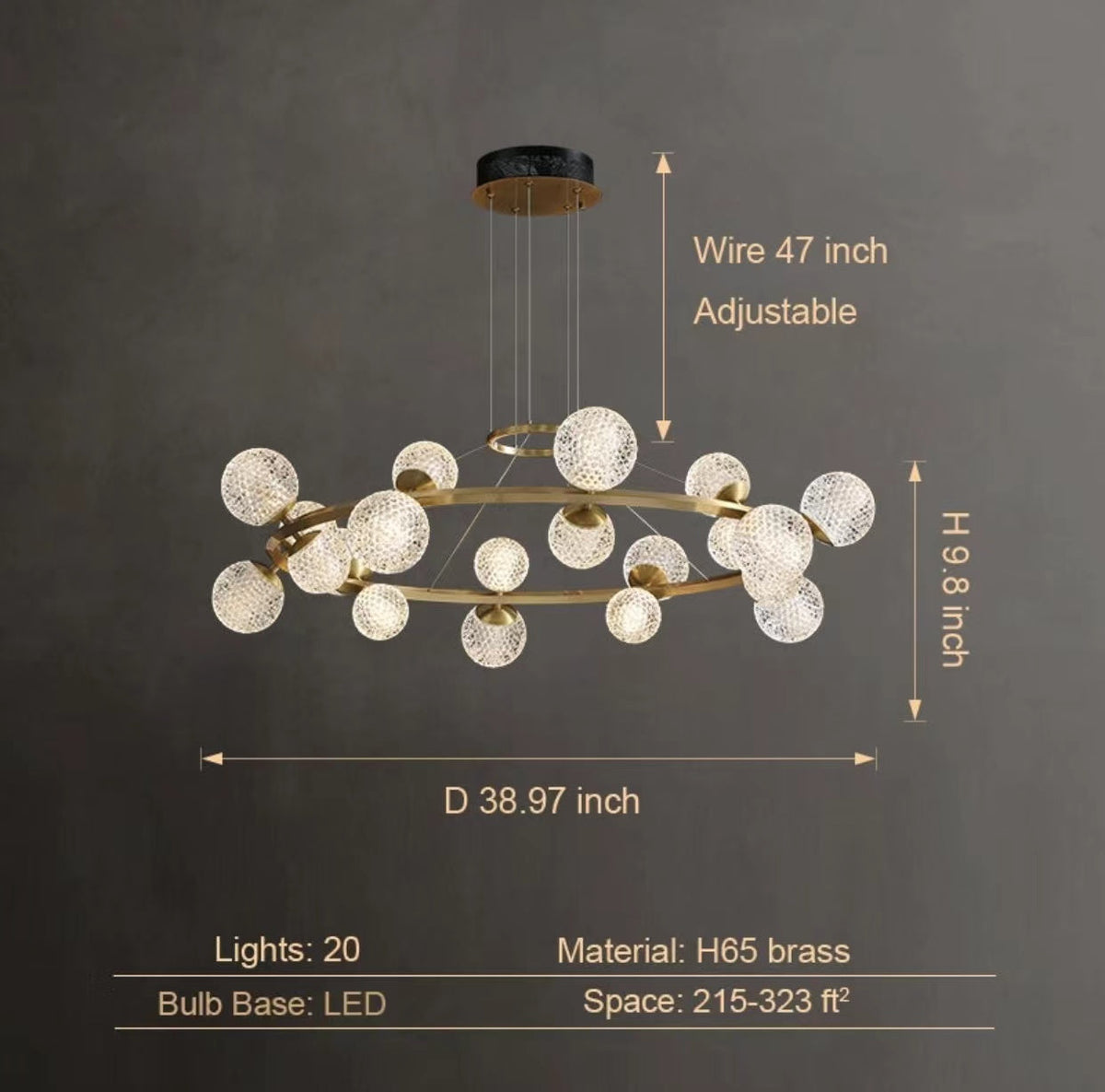 Modern Crystal Brass Finish Chandelier Molecular Ceiling Light with Round and Rectangular Shape