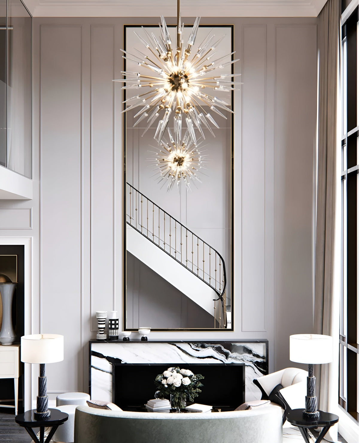 Modern Sputnik Sphere Crystal Chandelier for Low-Ceiling