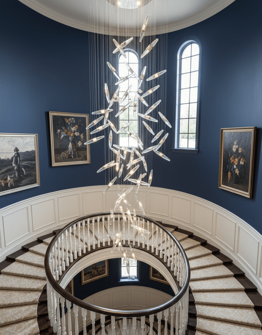 Moonlight Whispers Crystal Spiral Chandelier