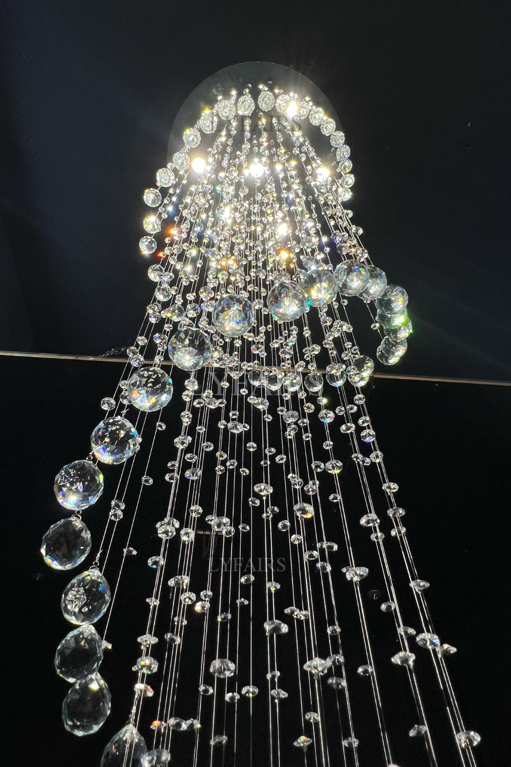 Extra Large Modern Round Spiral Raindrop Chandelier with K9 Crystal Finish for Entryway