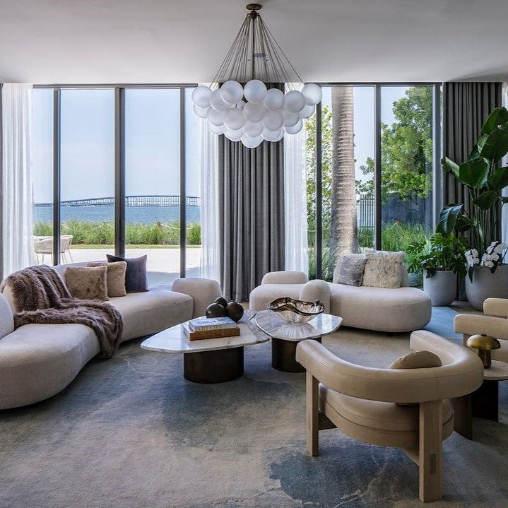 Modern Glass and Metal Cloud Balloon Chandelier with Minimalist Finish for Living Room Bedroom