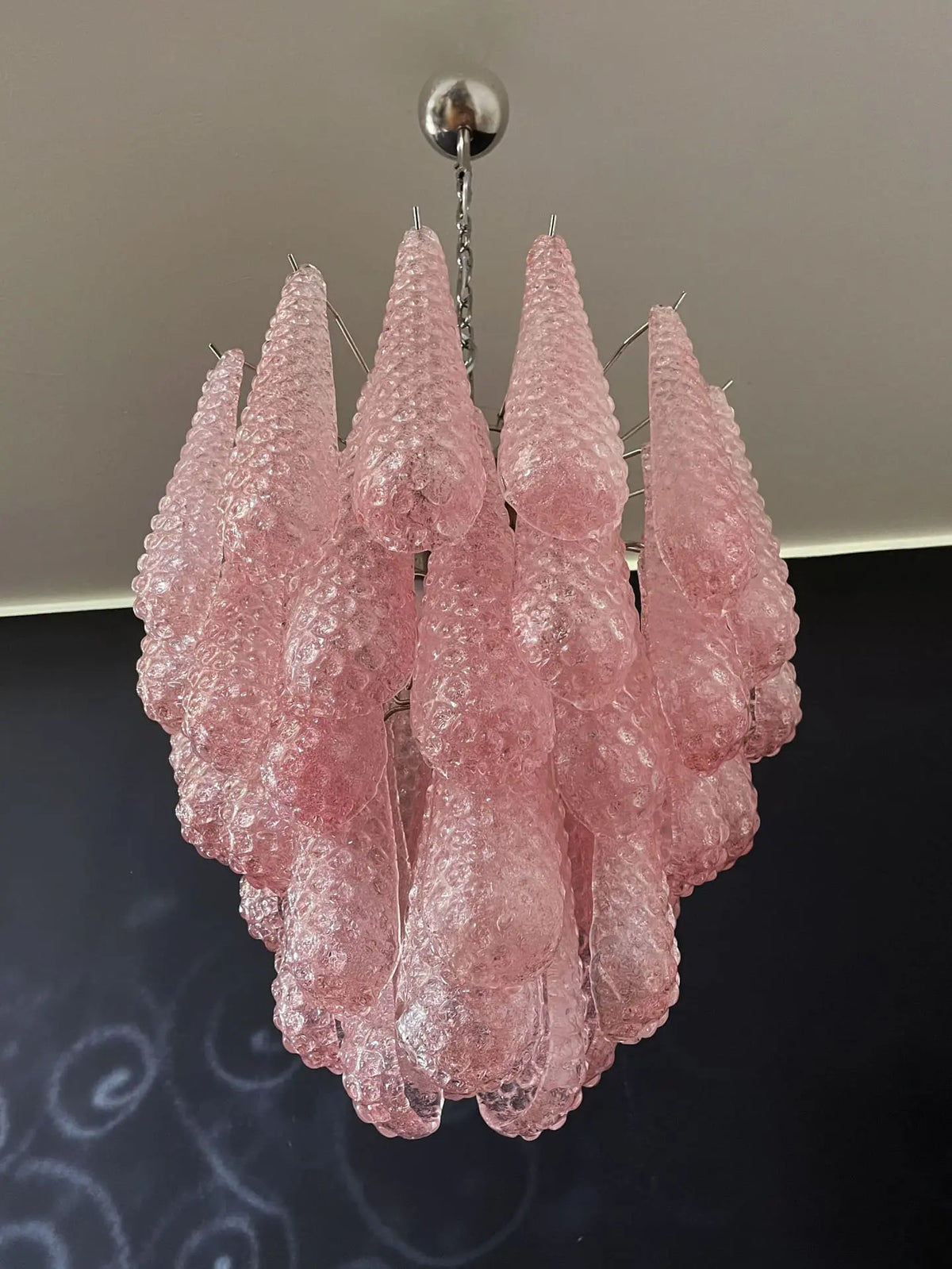 Murano Chandelier – Drop – 41 Glasses – Pink