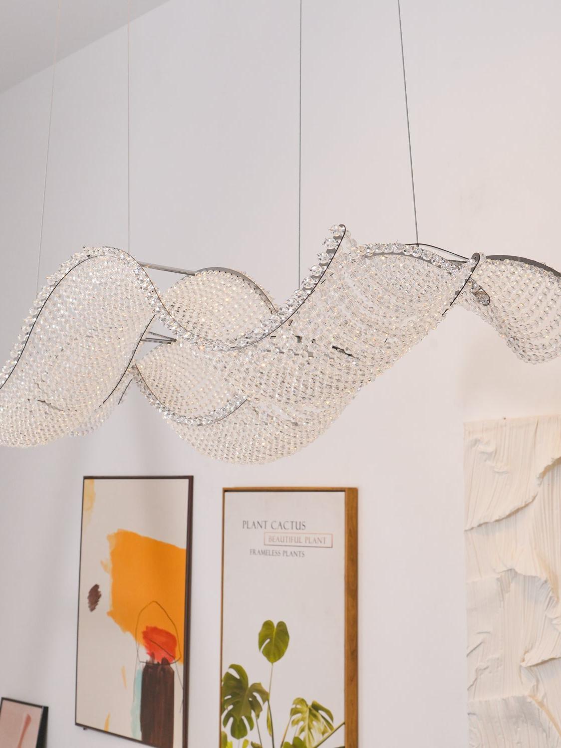 Modern Wavy Crystal Chandelier for Dining Room / kitchen Island