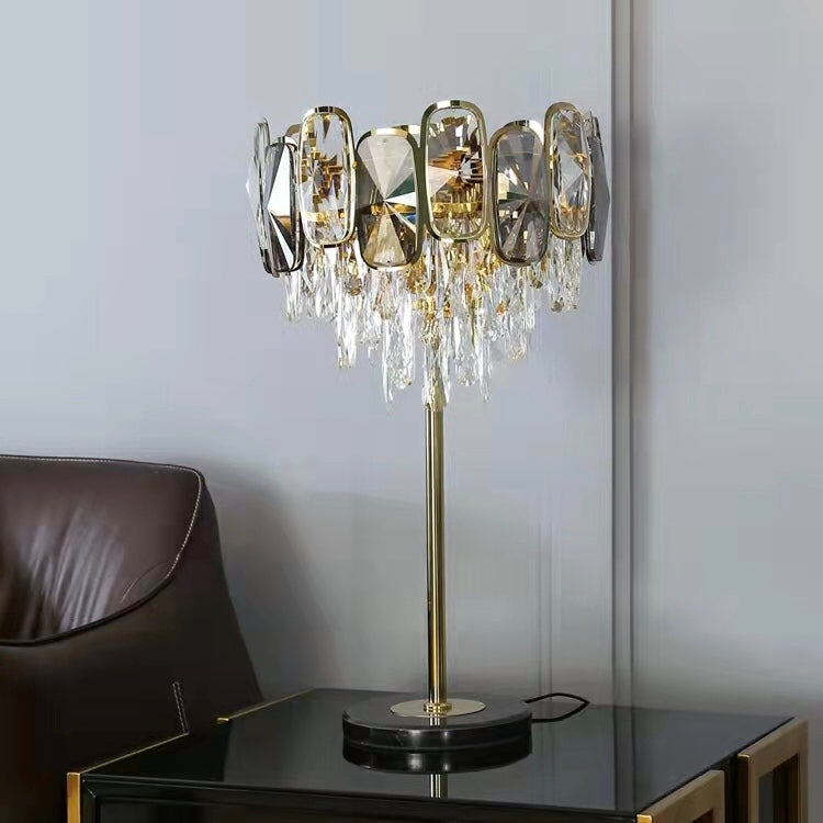 Round / rectangle Smoky Gray Crystal Pendant Chandelier Ceiling Fixtures Light for Living Room / dining Room /