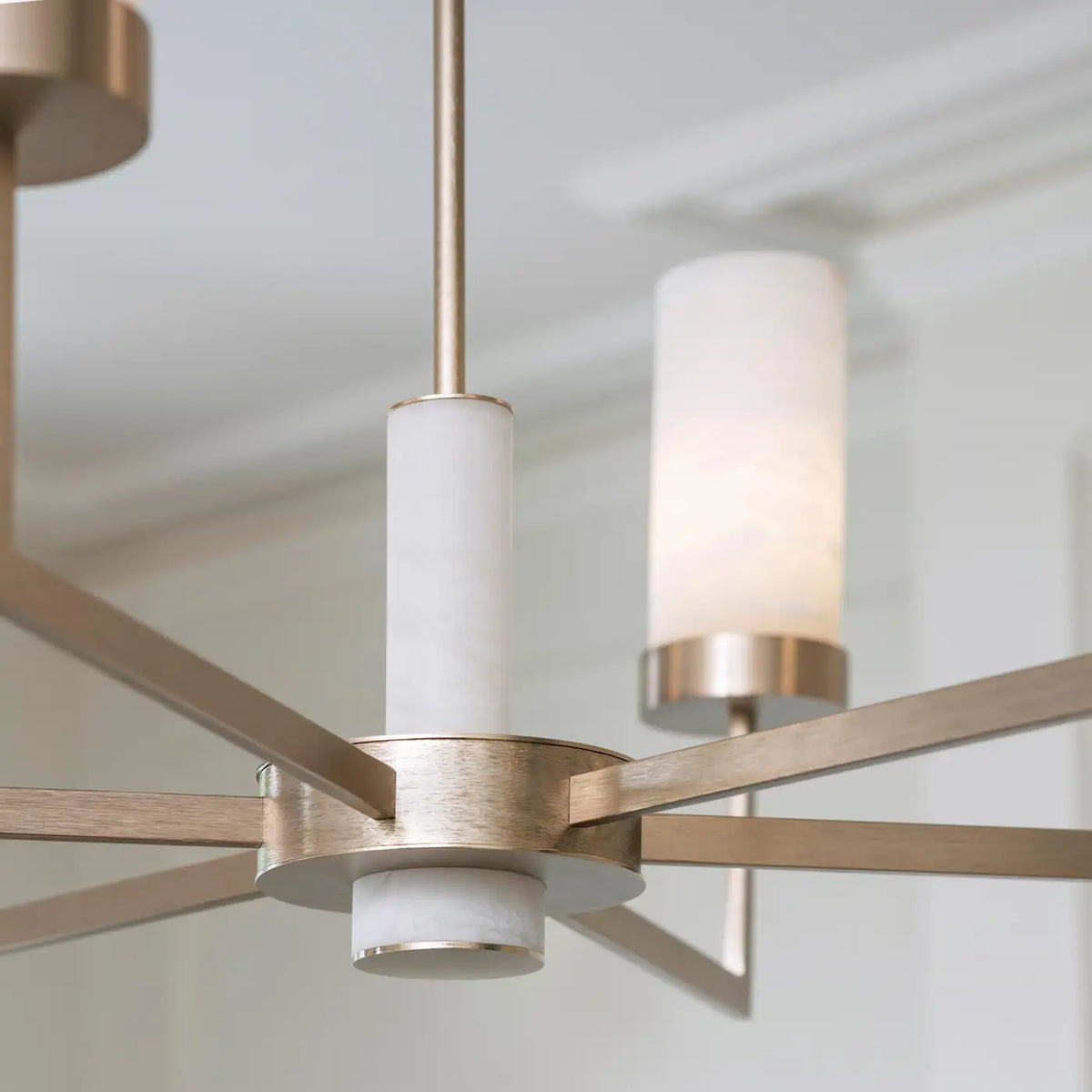 Contemporary Alabaster 6-Arm Compass Chandelier