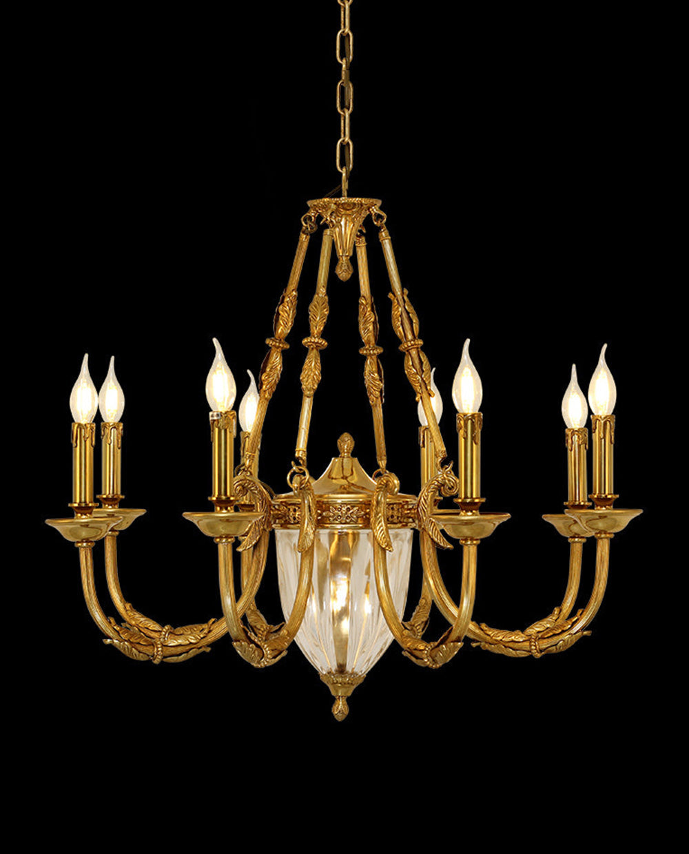 8 Lights Small Empire Style Antique Brass Chandelier Gold Dining Room Chandelier 31X28 Inch