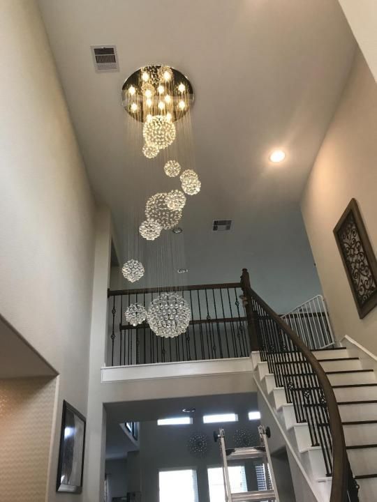 K9 Crystal Raindrop Globe Spiral Chandelier for Entryway and Staircase