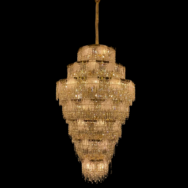 Luxury Extra Large Multi-Tier Meilting Ice Crystal Chandelier for Staircase / foyer / entryway / hotel