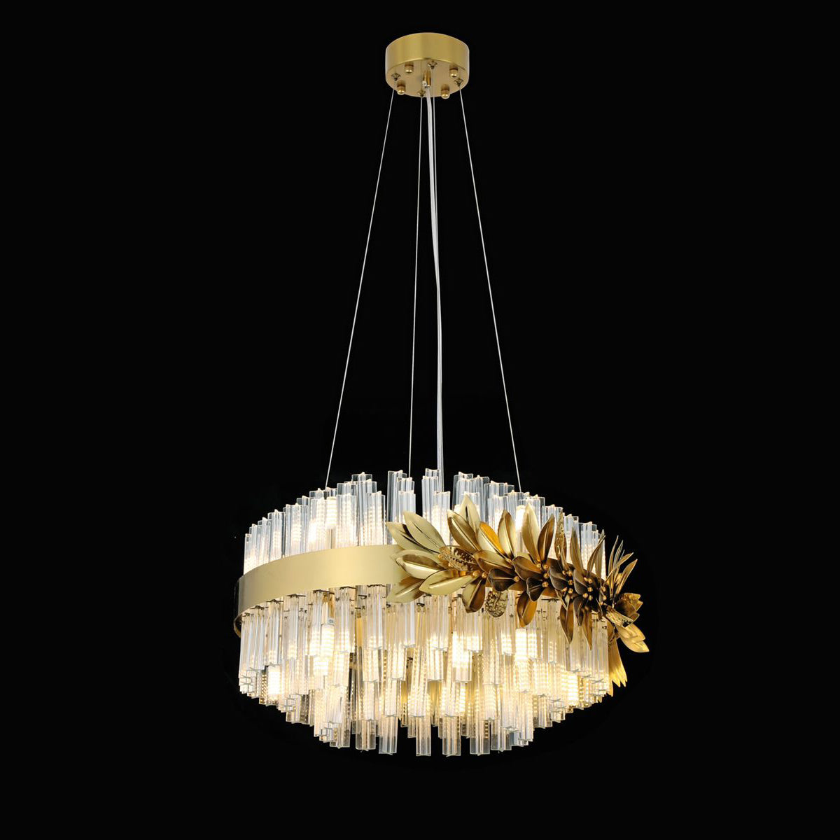 Modern Round / rectangular Gold Leaves Crystal Chandelier for Living Room / dining Room