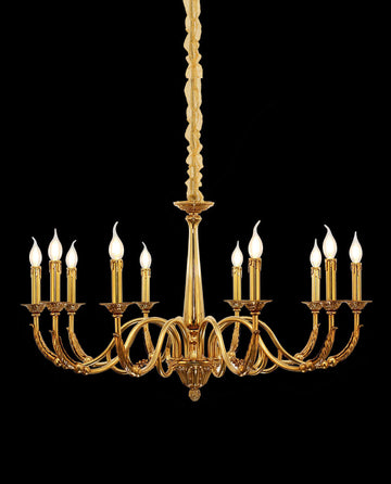 10 Lights Baroque Style Chandelier Light Antique Brass Chandelier for Living Room
